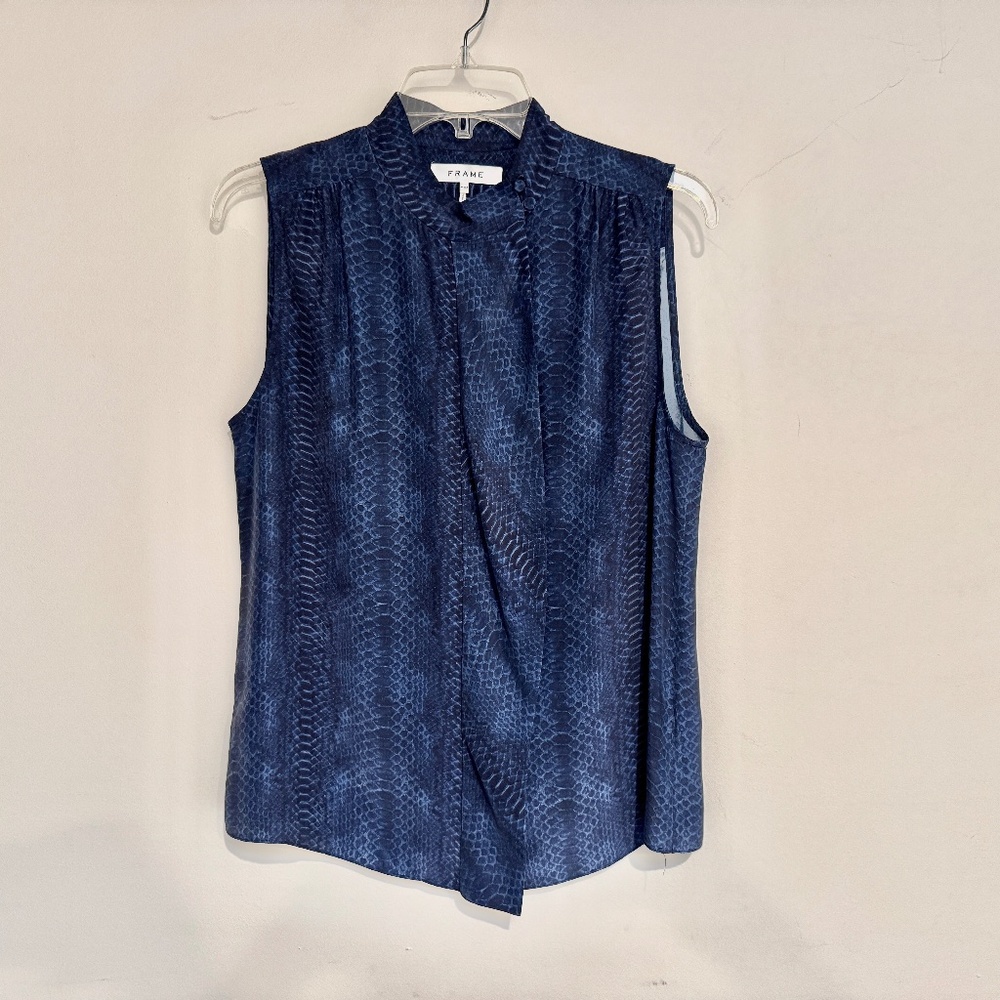 Frame Sleeveless Silk Snakeskin Print Blouse